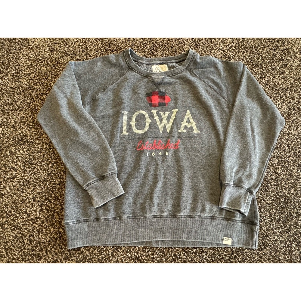 Blue 84 Iowa Sweatshirt Women's Large Gray Crewneck Established 1846 Graphic